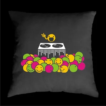 Dekorativní polštářek TEKNOSHOP Smilies Party tekno polštářek s potiskem černý