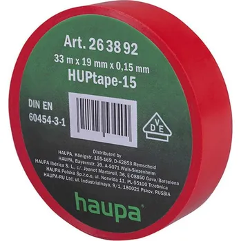 Izolační páska 263892 Páska izolační PVC 19 mm x 33 m, červená, Haupa