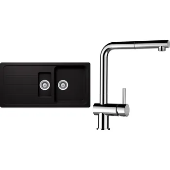 Granitový dřez Set Schock S26-9 (dřez Formhaus D-150L Nero + baterie Epos.120 Chrom)