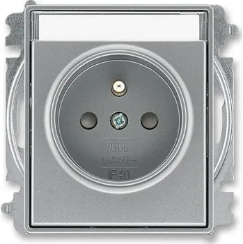 5519E-A02352 36 Zásuvka jednonásobná, s clonkami, s popisovým polem, ocelová, ABB Time