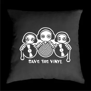 Dekorativní polštářek TEKNOSHOP Save The Vinyl tekno polštářek s potiskem modrý