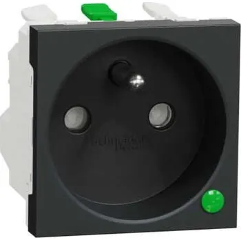 NU305954EP Zásuvka s přepěťovou ochranou 250V/16A 2P+E, clonky, bezšroubová, Antracit, Schneider