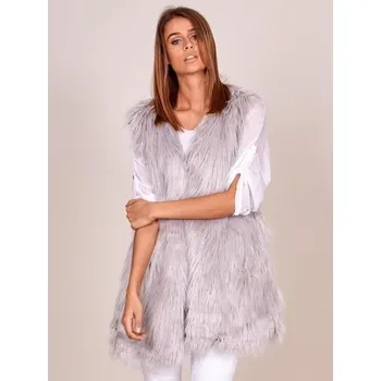 Dámská vesta Dámská vesta s dlouhým vlasem OLAF světle šedá