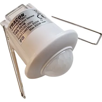 Pohybové čidlo Tracon TMB-061M Infračervený snímač pohybu, zápustný,miniaturní, bílý 230V, 50 Hz, 360°, 1-6 m, 10 s-15 min, 3-2000lux, IP20 (Tracon TMB-061M)
