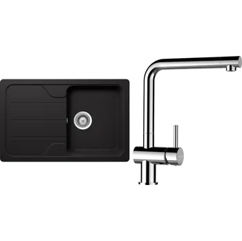 Kuchyňský dřez Set Schock S25-8 (dřez Formhaus D-100S Nero + baterie Epos Chrom)