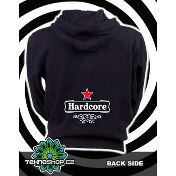 Pánská mikina TEKNOSHOP HARDCORE tekno mikina na zip s kapucí s potiskem XL černá