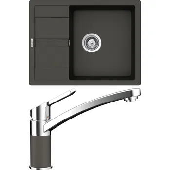Granitový dřez Set Schock S17-5 (dřez Manhattan D-100 Asphalt + baterie SC-90 Asphalt)