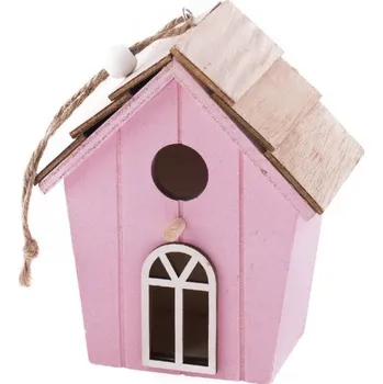 Hnízdní budka Závěs Ptačí budka 12cm dřevěná, růžová
