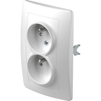 Elektrická zásuvka VE46PWKS-U Zásuvka dvojnásobná 2P+E 16A 250V~ PW KS (VE45) - lesklá bílá, TEM
