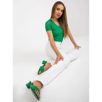 Dámská halenka s krajkou RUE PARIS tmavě zelená