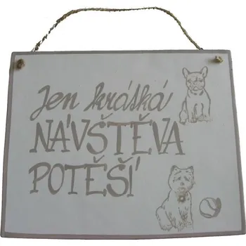 Domovní cedule PSÍ CEDULKA XXL KRÁTKÁ NÁVŠTĚVA POTĚŠÍ + extra výběr z 4000 produktů