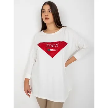 Dámská halenka Dámská halenka s aplikací a potiskem PLUS SIZE ecru