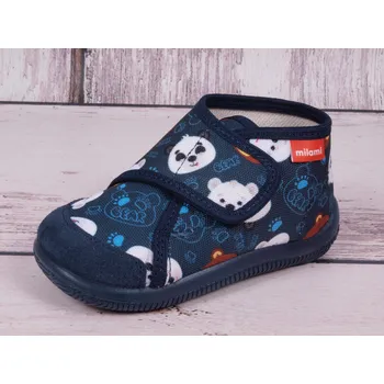 Chlapecké bačkory Bačkůrky botičky MILAMI 225-66MEDA tm. modré s medvídky lehké flexibilní velikost: 24