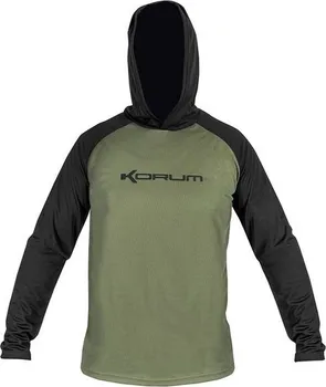 Rybářské oblečení Korum Dri-Active Hooded Long Sleeve zelené/černé