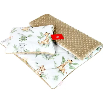 Kočárek BBL Polštářek + deka do kočárku minky - safari