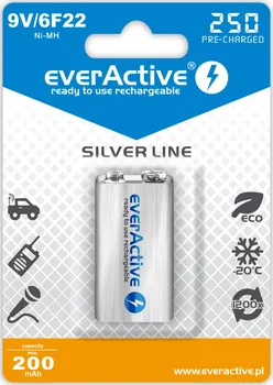 Článková baterie everActive Silver Line 6F22/9V Ni-MH 250 mAh 1 ks