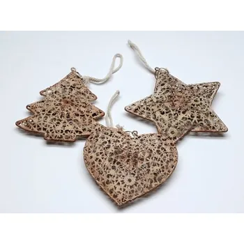 Vánoční dekorace Ozdoba s ornamenty hnědá, Varianta srdce