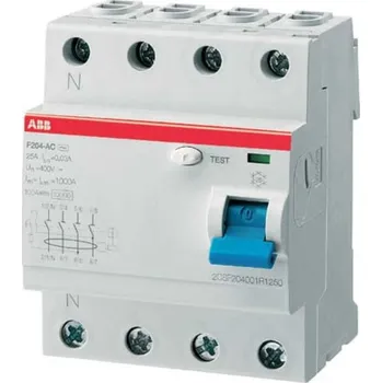 Jistič 2CSF204023R3250 F204AC-25/0,3 Chránič proudový 4P, 25 A, 300 mA, 10kA, Typ: AC, ABB