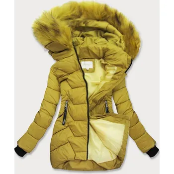 Zimní bunda v hořčicové barvě s kapucí 1988 žlutá XL