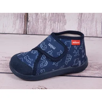 Chlapecké bačkory Bačkůrky botičky MILAMI 225-66A tm. modré s dopravními prostředky lehké flexibilní velikost: 24