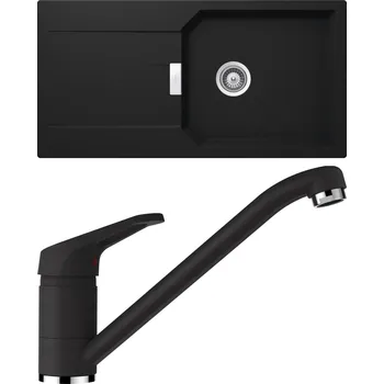 Granitový dřez Set Schock S18-1 (dřez Manhattan D-100L Onyx + baterie Cosmo Onyx)