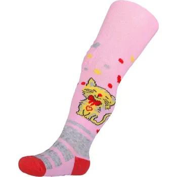 Bavlněné punčocháčky New Baby 3xABS světle růžové s kočičkou, vel. 104 (3-4r)