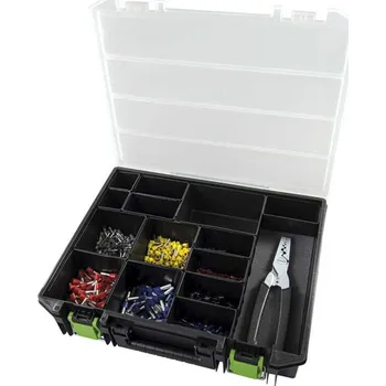 Kleště 270882/DIN Sada izolovaných dutinek DIN, 1150 ks + lisovací kleště 210824 v organizéru, Haupa