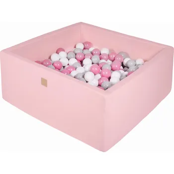 Hra na zahradu MeowBaby Suchý bazének s míčky 90x90x40cm s 200 míčky, čtvercový, růžový: bílá, šedá, růžová