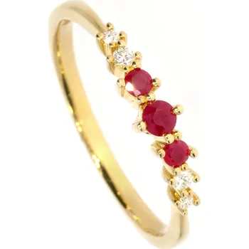 Prsten Zlatnictví Helios Zlatý prsten s Rubíny a Diamanty