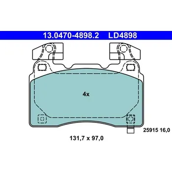 Brzdová destička Sada brzdových destiček, kotoučová brzda ATE 13.0470-4898.2