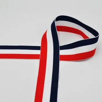 Textilní guma Pruženka červeno-bílo-modrý pruh, 40mm