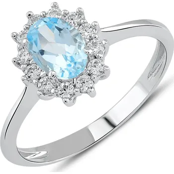 Prsten Lillian Vassago Prsten v bílém zlatě s modrým topazem a zirkony LLV22-GR017WBT Velikost prstenu: 62