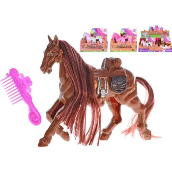 Figurka Kůň 13cm s doplňky 3barvy v krabičce