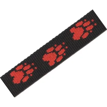 Postroj pro psa Popruh polypropylen tlapka černý/červený - 25mm