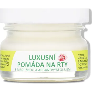 Péče o rty Amoene Luxusní pomáda na rty na přírodní bázi s přídavkem esenciálního oleje z meduňky, 30 ml