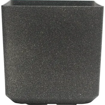Květináč Venkovní plastový květináč antracit kostka 35x35x35 (Venkovní plastový květináč s imitací kamene)