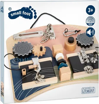 Dřevěná hračka Small Foot Motorická deska se zámky a otáčivými prvky