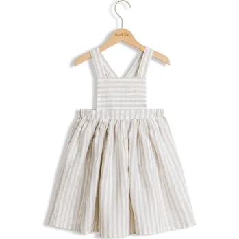 Dívčí šaty Roe Joe Roe&Joe Lněné šaty No3 - přírodní proužky Velikost: 104 / 4 roky