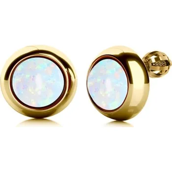 Šperk Couple, Minimalistické náušnice Victoria, žluté zlato se syntetickým opálem, 585-68-3-0639.0Z00.0.00.161.05