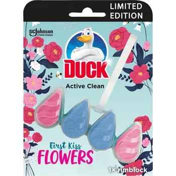 WC čistič Duck Active Clean First Kiss Flowers WC závěsný čistič s vůní 38,6 g