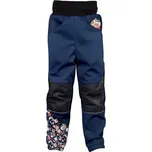 Dětské softshellové kalhoty Wamu s fleecem Lišky - tmavě modré velikost 110-116