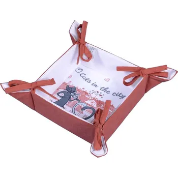 chlebník Home Elements Bavlněný košík na pečivo Kočky ve městě 34 x 34 cm