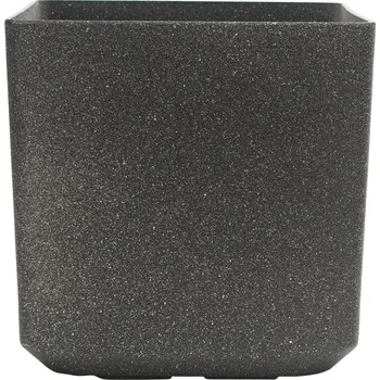 Květináč Venkovní plastový květináč antracit kostka 21x21x21 (Venkovní plastový květináč s imitací kamene)