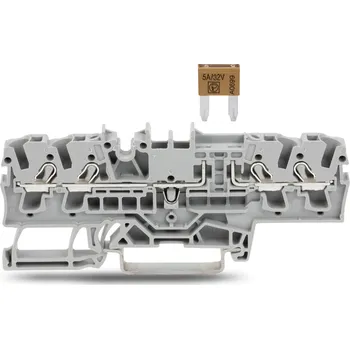 Elektroinstalační materiál WAGO Svorka 2002-1881 4vodičová pojistková pro automobilové nožové pojistky s možností zkoušení, šedá 2002-1881
