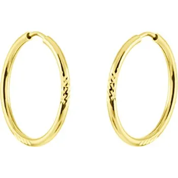 Náušnice GEMMAX Zlaté náušnice Kruhy Ø 26 mm - gravírované, kulatý profil – zlatý šperk ryzosti 585/1000 v Dárkovém balení s Certifikátem GLEYN-26-39211