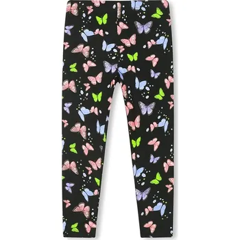 Dívčí legíny DÍVČÍ BAVLNĚNÉ LEGÍNY S MOTÝLKAMA VELIKOSTI 98-128 Velikost: 104, Barva: Černá/ růžová