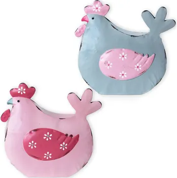 Velikonoční dekorace Slepice kov 14x13,5cm mix (781229)