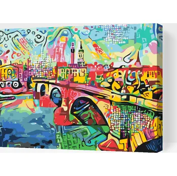 Malování podle čísel - Barevný most Velikost: 30x40cm, Rámování: Pouze srolované plátno