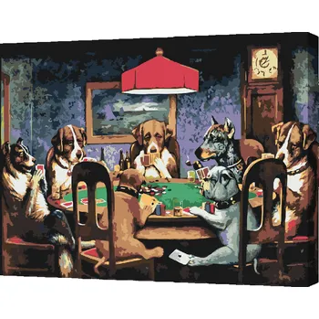 Malování podle čísel - Psí poker Velikost: 30x40cm, Rámování: Pouze srolované plátno