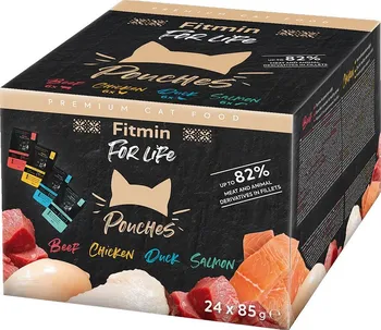 Krmivo pro kočku Fitmin Cat For Life kapsičky Pouch Multipack Beef/Chicken/Duck/Salmon 24x 85 g